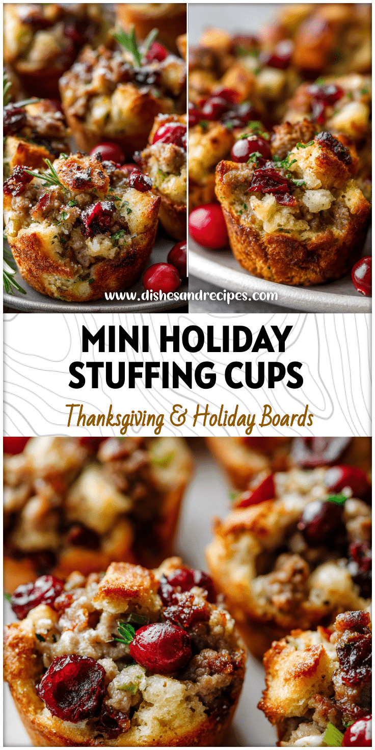 Stuffing Cups with Sausage & Cranberry – Bite-Sized Holiday Recipe
